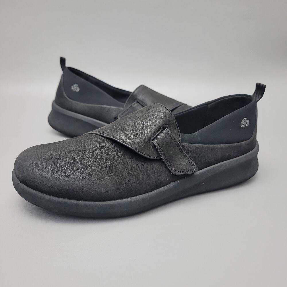 Clarks Womens 10 M Cloudsteppers Slip On Loafer Shoes Sillian 2.0 Ease Black